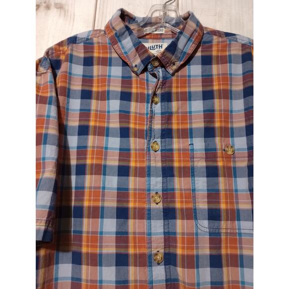 Duluth Shirt Mens Large Tall Orange Blue Plaid Short Sleeve Button Up Pocket - Picture 3 of 8